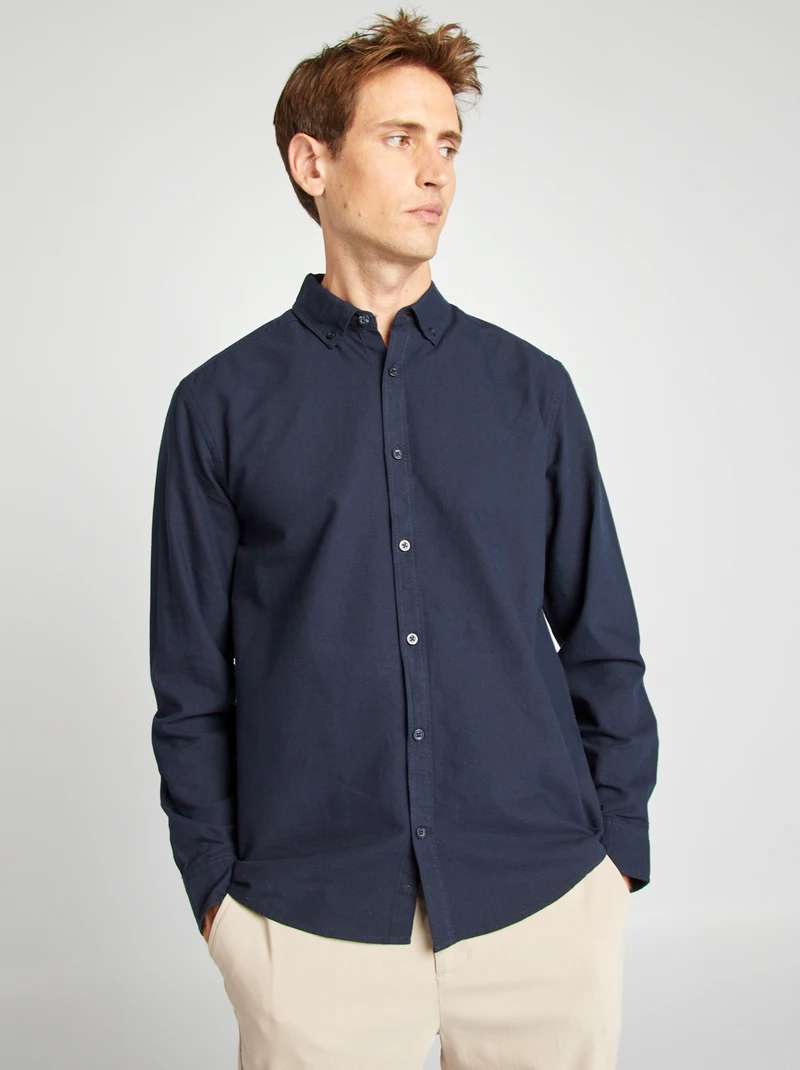 dark blue oxford regular fit man shirt